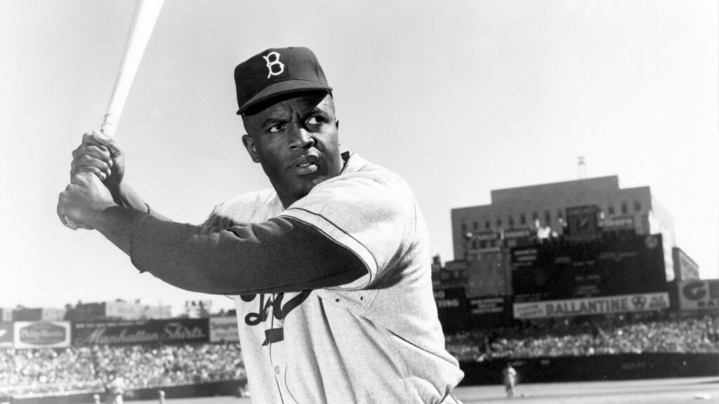 jackie robinson at bat light background